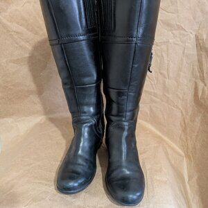 Clarks women's Ingalls Vicky knee high tall blk riding boots sz 7.5 Wide calf